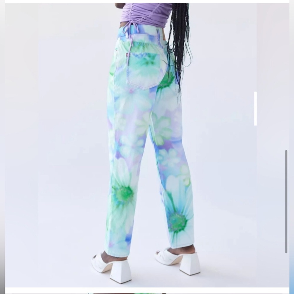 BDG Floral Multi botanical Tie Dye High Waisted Cowboy Jeans pants size 27 new - Picture 2 of 6